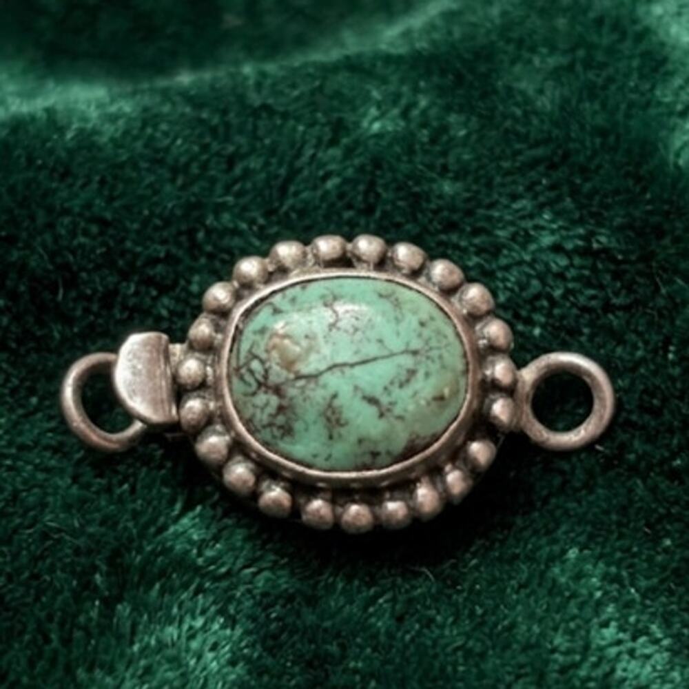 Vtg Sterling 925 Pendant with Blue/Teel Stone